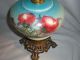 Antique Oil Lamp With Thistle Hand Painted Decoration With Chimney Lamps photo 3