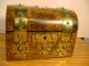 Antique English Burl Walnut Tea Caddy - Chased Brass Bound C.  1880 Boxes photo 1