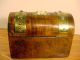 Antique English Burl Walnut Tea Caddy - Chased Brass Bound C.  1880 Boxes photo 6