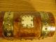 Antique English Burl Walnut Tea Caddy - Chased Brass Bound C.  1880 Boxes photo 7