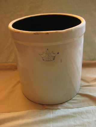 Antique King Crown Ceramic Pottery Crock 3 Ransbottom Brothers Pottery Co photo