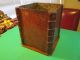 Antique Leather Over Wood Victorian Era Waste Basket Boxes photo 10
