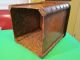 Antique Leather Over Wood Victorian Era Waste Basket Boxes photo 3