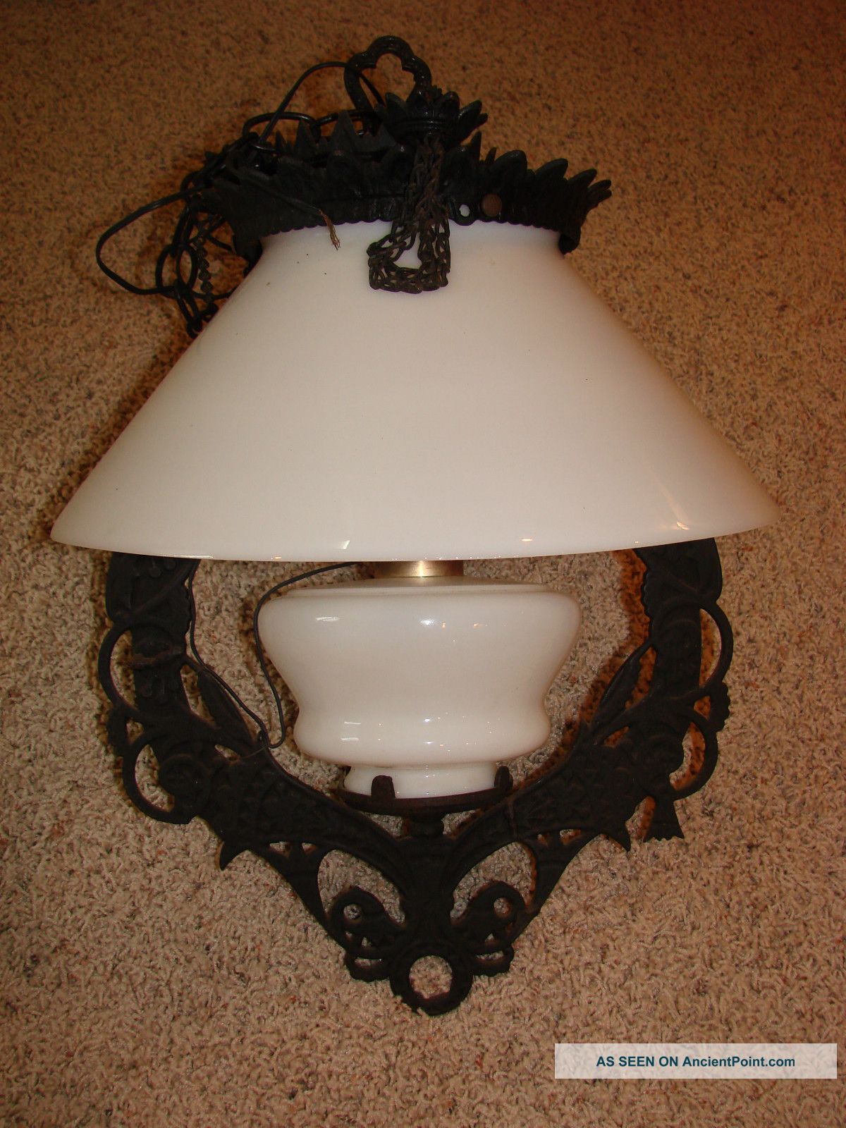 1876 Bradley & Hubbard Pull Down Iron Horse Victorian Hanging Light Lamps photo