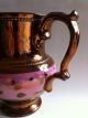 Antique Pink And Copper Lusterware Pitcher Staffordshire England Pottery C.  1800s Pitchers photo 4