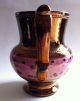 Antique Pink And Copper Lusterware Pitcher Staffordshire England Pottery C.  1800s Pitchers photo 5
