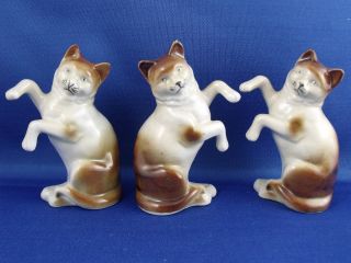 Three Vtg Porcelain Cat Figurines Made In Germany photo