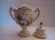 Rare Cherubs Angels & Cow In Relief Capodimonte Covered Urn Gold Detail Italy Urns photo 1