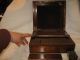 Antique Wood Lap Desk Box Ink Well Bottle Correspondence Letter Document Boxes photo 5