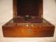 Antique Wood Lap Desk Box Ink Well Bottle Correspondence Letter Document Boxes photo 8