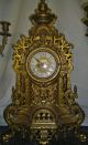 Magnificent 3 Pc Bronze/brass Baroque French Mantle Clock & Candelabras Clocks photo 1
