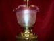 Antique E Miller Oil Lamp Etch Cranberry Shade Macbeth Chimney P&a Base Column Lamps photo 1