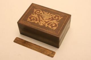 Colectable Vintage Inlaid Wood Box For Postage Stamps photo