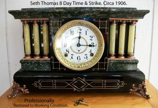 Seth Thomas 8 Day Time & Strike Adamantine 1906 photo