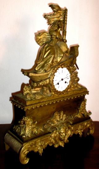 Antique 19th Century Heavy French Bronze Mantel Clock By C.  Detouche St.  Martin photo