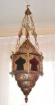 Antique Hanging Brass Lantern Lamp; Mosque,  Arabic Muslim Islamic Middle Eastern Lamps photo 2