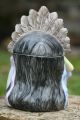 19th C.  Indian Chief Head Tobacco Jar Humidor With Feathered Head Dress Jars photo 5