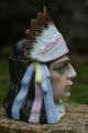 19th C.  Indian Chief Head Tobacco Jar Humidor With Feathered Head Dress Jars photo 6
