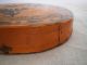 Antique Wood Box Hand Painted Over Leather In Dark Mustard Paint Boxes photo 9