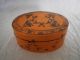 Antique Wood Box Hand Painted Over Leather In Dark Mustard Paint Boxes photo 11