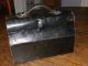 Antique Primitive Patent 1913 Black Metal Lunch Box Side Opening Metalware photo 2