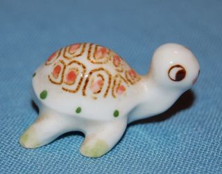 Vintge Porcelain Ceramic Pottery Adorable Tiny Turtle Tortoise Figurine photo