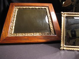 2 Antique Beveled Mirrors 1 Wall Hung 1 Vanity Top Both Turn Of The 19th Century photo