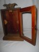 Antique Wood American Folk Art Mantle Shelf Clock Case Double Headed Birds Dove Clocks photo 1