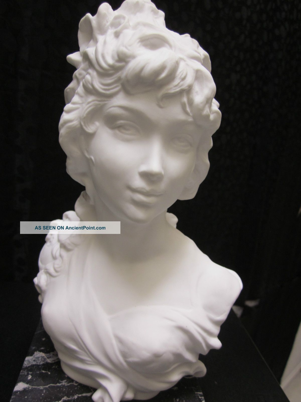 Classical Style Parian Curly - Hair Female Bust Statue Figurine Figurines photo