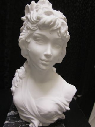 Classical Style Parian Curly - Hair Female Bust Statue Figurine photo