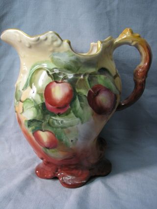 Vintage German Or French Handpainted Cider Pitcher 9 Inches photo