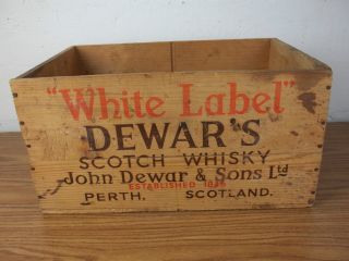 Dewars White Label Scotch Whiskey Vintage Wood Crate Mancave Bar Decor Milwaukee photo