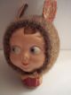 Vintage 1900s Holiday Rabbit Candy Container Boy Face Blue Eyes Unusual Rare Fur Other photo 3