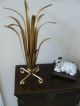 Too Cool Vintage Decorative Gold Metal Plumes On A Stand.  Fun Display Piece Metalware photo 1