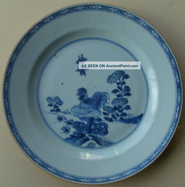 Antique Chinese Porcelain Plate 18th.  Century Qianlong Rooster (cockerel) A Plates photo