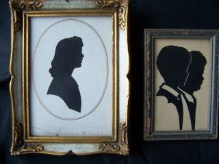 Two Vintage Hand Cut Silhouettes - Black On White photo