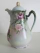 Antique H.  P.  Chocolate Pot - Trellis Of Roses - Silesia C.  1919 - Artist Signed Teapots & Tea Sets photo 11