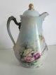 Antique H.  P.  Chocolate Pot - Trellis Of Roses - Silesia C.  1919 - Artist Signed Teapots & Tea Sets photo 1