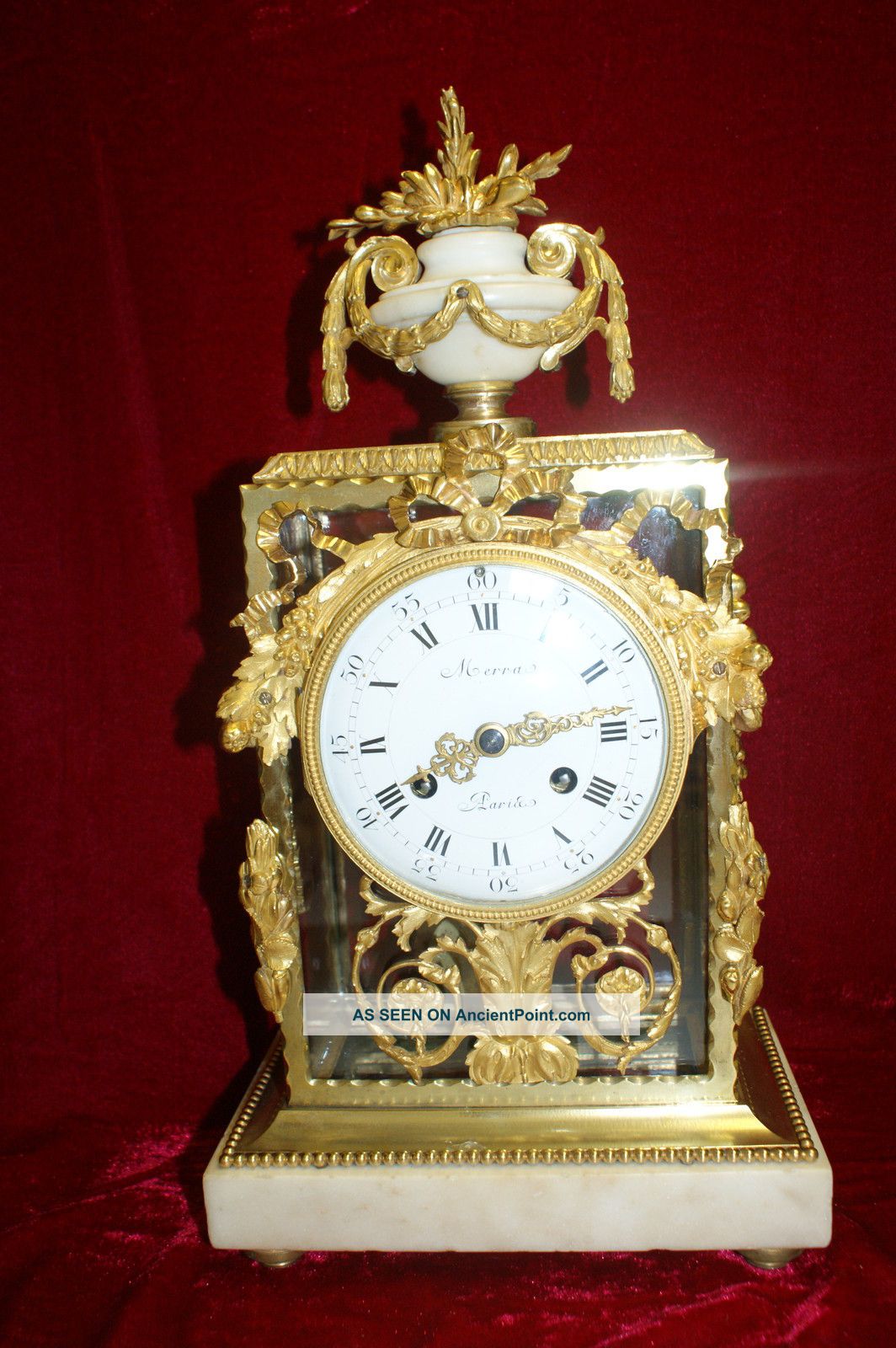 Top Stunning French Mantle Clock Gilded Bronze/glass 1850 Clocks photo