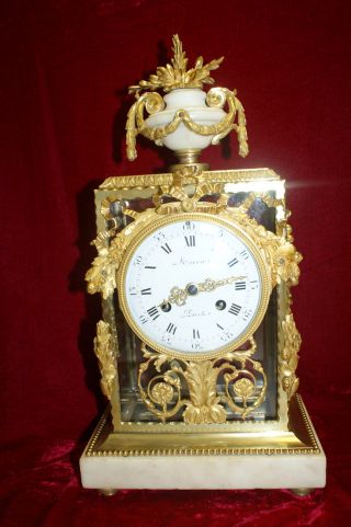 Top Stunning French Mantle Clock Gilded Bronze/glass 1850 photo