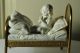 Extremely Rare Bisque Porcelain Figurine Girl Praying Sitting In Brass Bed Figurines photo 4