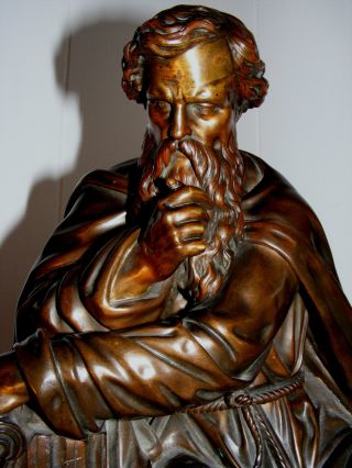Stunning Large Antique 19th Century Bronze Sculpture Statue - Moses - Prophet? photo