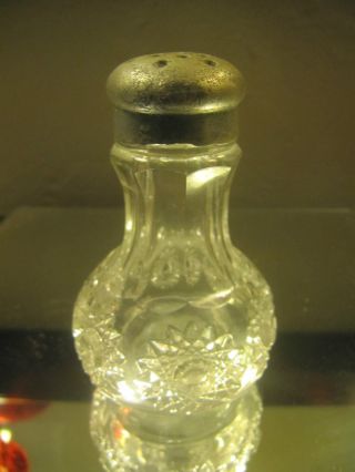 Vintage Cut Glass Shaker,  Circa 1900,  Metal Top photo