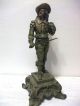 Antique Bronzed Musketeer With Sword Pedestal Base Metalware photo 1