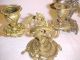 Pair French Gilt Bronze 2 Light Candleabra 1880 ' S Highly Filagreed Metalware photo 1