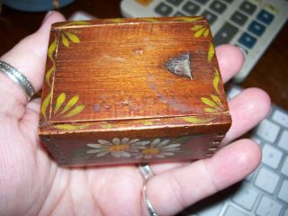Folk Art Painted Miniature Slide Top Dovetailed Box,  Signed And Dated,  Nr photo
