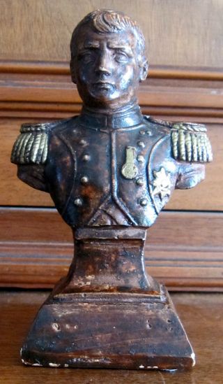 Antique 19th C French Bust Of Napoleon Figurine Statuette Terracotta Vintage Old photo