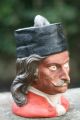 19th C.  Male Cossacks Head Tobacco Jar Humidor With Hat & Inserted Lid Jars photo 2