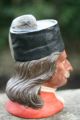 19th C.  Male Cossacks Head Tobacco Jar Humidor With Hat & Inserted Lid Jars photo 3