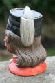 19th C.  Male Cossacks Head Tobacco Jar Humidor With Hat & Inserted Lid Jars photo 5